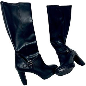 Nine West | tall black faux leather high heel boots 7.5